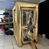 Cabine à argent gonflable dorée sur mesure pour la décoration d'événements, tente de jeu gonflable pour distributeur automatique de billets