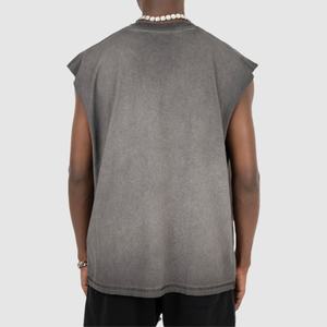 Camiseta sin Mangas para Hombre, Estilo Vintage, Lavada al Ácido, Estilo Urbano, de Algodón Grueso, para Verano - Product Image 4