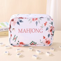 Sac de rangement pour Mahjong américain, sac de rangement en toile florale rétro, étui de voyage léger et portable pour 166 tuiles, coffret cadeau Mahjong