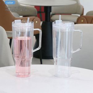 Wholesale BPA FREE Snow Globes Crafting Blanks 40oz <b>Plastic</b> Double Walled Snowglobe Tumbler with Pre-drilled Hole and Handle - Product Image 1