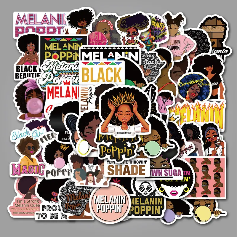 50 piezas de la melanina Poppin pegatinas negro chica cantante de Pop computadora etiqueta portátil botellas de agua grafiti skate parches