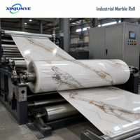 Film stratifié flexible à motif marbré mat personnalisé avec adhésif thermofusible PUR pour panneaux muraux en MDF, meubles