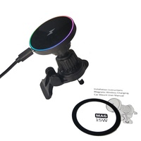 Support de chargeur sans fil magnétique pour grille d'aération de voiture pour iPhone Duo 18 Pro Max avec lampe d'ambiance RGB réglable