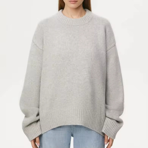 Maglione Lavorato a Maglia per <span class=keywords><strong>Donna</strong></span> con Logo Personalizzato OEM, Collo Tondo, Maniche Lunghe, Moda Oversize, Abbigliamento Invernale - Product Image 3
