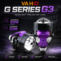 VAHID 50W 9500LM Lentille de projecteur Bi-LED 2,5 pouces 6000K Kit de rétrofit universel pour phares de voiture à double faisceau direct (loin/proche)