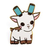 Badge métallique personnalisé avec logo OEM, épinglette en émail dur de haute qualité, épinglette de revers personnalisée avec motif de chèvre de dessin animé