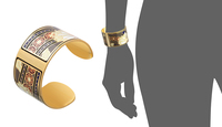 Bracelets et joncs en cuivre coloré, design artistique romantique, fleurs dorées, couleur or, pour femmes, jonc émaillé