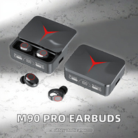Écouteurs sans fil M90 Pro TWS pour le gaming, intra-auriculaires avec affichage LED de la batterie, Bluetooth 5.3 AAC à faible latence, étanches IPX4, type sport, Type-C
