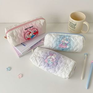 Estuche de Maquillaje con Cierre de Cremallera, Estampado de Conejito Kawaii, Acolchado de Algodón Rosa, Regalo de Navidad o Cumpleaños para Niña, Linda Bolsa para Lápices - Product Image 4