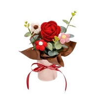 Keranjang Bunga Rajut dari Benang untuk Hadiah Hari Valentine, Hari Ibu, Wisuda, Ulang Tahun, Dekorasi Rumah, Pernikahan, Buatan Tangan