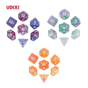 Ensemble de dés polyédriques en acrylique translucide bicolore à logo personnalisable, 7 pièces, pour Dungeons and Dragons <span class=keywords><strong>RPG</strong></span> - Product Image 1