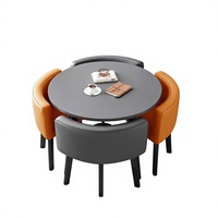 Table de négociation circulaire minimaliste moderne en MDF avec chaises, idéale pour l'accueil commercial, table de bureau et de loisirs 4 places