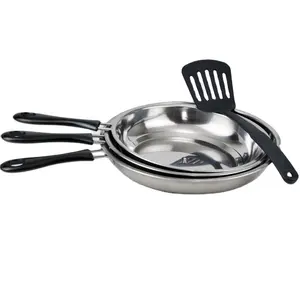 Nuevo diseño 3pcs 410 de acero inoxidable Fry Pan juegos de utensilios de cocina con panqueques
