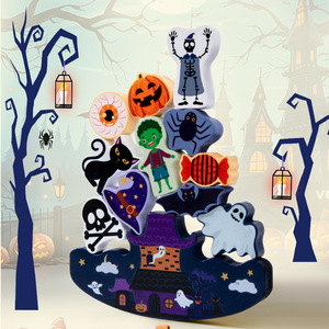 <span class=keywords><strong>Jeu</strong></span> éducatif Montessori en bois pour enfants, blocs à empiler pour Noël <span class=keywords><strong>Halloween</strong></span>, jouets pour enfants - Product Image 2