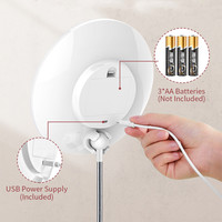 Miroir cosmétique M7 à col de cygne grossissant 10X, éclairé par LED, rotatif, portable, mini, en plastique, à prix de gros