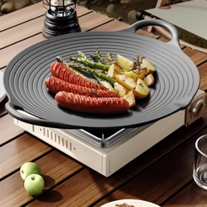 Sartén de Hierro Fundido, Sartén Redonda Antiadherente, Plancha Precurada de Hierro Fundido <span class=keywords><strong>para</strong></span> Paella, Plancha <span class=keywords><strong>para</strong></span> Asar al Aire Libre - Product Image 1