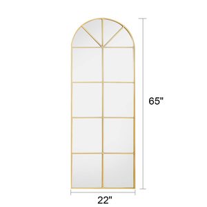 Specchio da Parete con Cornice in Metallo Dorato a Tutta Altezza, Stile Finestra Arcuata, Senza Supporto, per Arredamento Casa - Product Image 5