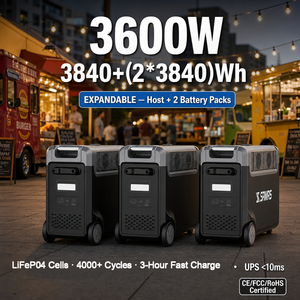 Station d'alimentation portable 3840Wh 3600W 7200W USB C 100W Charge rapide Lumière LED pour le camping et les situations d'urgence - Product Image 2