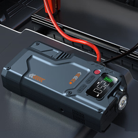 Démarreur de secours numérique portable 12V ABS avec gonfleur de pneus, moniteur de pression des pneus (150psi), gonflage rapide, écran LED et haut-parleur Bluetooth