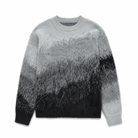 Pull en maille épaisse dégradé 7GG en mélange de cachemire et de laine pour homme, col rond brossé, effet ombré