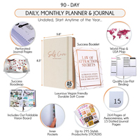 Journal de soins personnels personnalisé, journal de santé mentale et de manifestation en 5 minutes, planificateur quotidien non daté de 90 jours, affirmations et gratitude