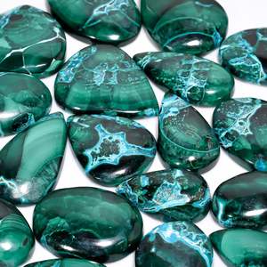 Cabujones de Malaquita y Crisocola Naturales Gemkora, Formas Mixtas, Verde Azul, para Joyería, Piedras Preciosas Sueltas, 100 Quilates, Pulimentadas - Product Image 3