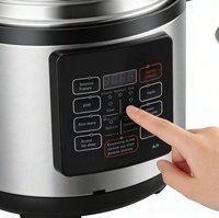 Olla Arrocera Eléctrica de Alta Calidad de 4L/5L/6L con Control de Temporizador Digital, Revestimiento Antiadherente, Acero Inoxidable, Pantalla LED, Clase A+