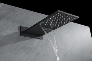 Nhà Máy Giá Thiết Kế Sang Trọng Mưa Tắm Treo Tường Tắm Lượng Mưa Thác Vòi Hoa Sen Đặt Vàng Màu Đen Phòng Tắm Vòi Sen Set Với Máy Bay Phản Lực - Product Image 4