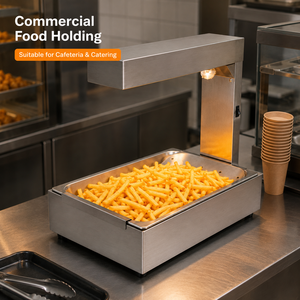 Commercial Countertop French Fry Warmer 1000W Electric Heat Lamp Food Holding Station Stainless Steel <b>Drain</b> Tray Restaurant - Product Image 5