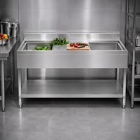 Fregadero de Cocina Industrial de Acero Inoxidable de Doble Cubeta Grande de Calidad Premium 201 304 para Panadería