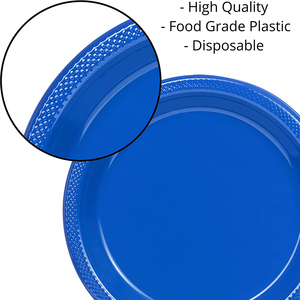 Assiettes en plastique jetables de 9'' et 10.25'', assiettes rondes en plastique pour servir des aliments, des fruits, des desserts, pour les mariages et les fêtes - Product Image 4