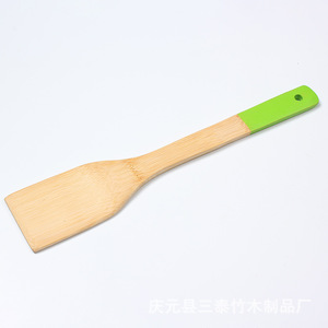 Espátula de bambú con mango pintado, utensilio de cocina antiadherente para proteger sartenes y ollas - Product Image 2