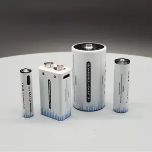 USB AA/AAA rechargeable lithium battery Type C 1.5V 600mWh/2200mWh Li-ion battery 9V voltage dry battery replacement power