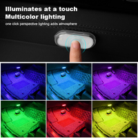 Lampe d'intérieur à LED avec détecteur de lumière USB rechargeable avec interrupteur tactile Lampe d'ambiance sans fil pour voiture Lampe de lecture Lampe d'intérieur de voiture