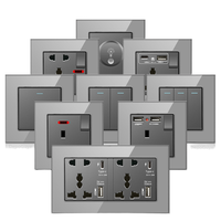 Prises murales électriques multifonctionnelles F60 de haute qualité à double 3 broches EU/UK/Universelles 10A/16A avec charge rapide USB Type C