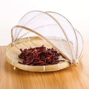 Bìa thực phẩm với Lều trái cây bánh mì giỏ mùa hè lưu trữ ngoài trời dã ngoại lưới Bìa handmade tre tre nhà bếp tự nhiên duy nhất - Product Image 5