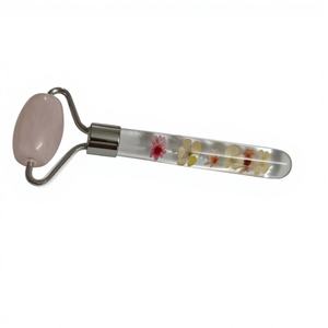 Rouleau de massage facial en quartz rose en gros, logo personnalisé, masseur facial en jade naturel - Product Image 3