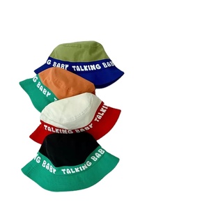 Estate all'aperto Unisex 2-8 anni di colore a contrasto per bambini 100% cappello a secchiello in cotone con logo personalizzato a sbuffo - Product Image 1