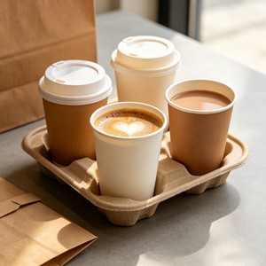 Gobelets à café jetables biodégradables à paroi simple en papier, qualité alimentaire, personnalisables avec logo - Product Image 1