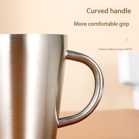 Tasse à Latte de Bureau Double Isolation en Acier Inoxydable 304, Tasse à Café, Lait, Eau avec Poignée, Coffret Cadeau de Noël