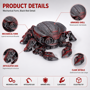 Crabe mécanique cyberpunk imprimé en 3D, modèle articulé et mobile, jouet pour enfants, figurine animale, décoration de bureau, cadeau - Product Image 2