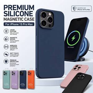 เคส iPhone 15 Pro Max แบบซิลิโคนแม่เหล็กพรีเมียม ปรับแต่งได้ตามต้องการ ผลิตจากโรงงาน  วัสดุซิลิโคนเหลว นุ่ม  รองรับการชาร์จไร้สาย - Product Image 1