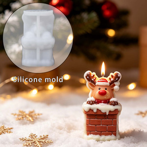 Christmas Reindeer <b>Candle</b> Mold Silicone DIY <b>Candle</b> Making Mold Animal Shape Casting Mold for Holiday Craft - Product Image 1