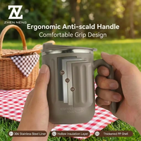 Mug écologique ZHEN NENG en acier inoxydable 304 à double paroi, anti-brûlure, matériau durable, couvercle sécurisé pour le bureau, les pique-niques en plein air