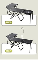 Table de camping pliante portable d'extérieur, table de pique-nique tactique avec support lumineux et plaque de cuisson