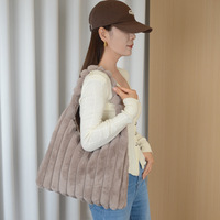 Sac fourre-tout d'épaule tendance en peluche pour femme, grande capacité, fermeture éclair, nouvelle collection hiver 2026, sac tendance transfrontalier