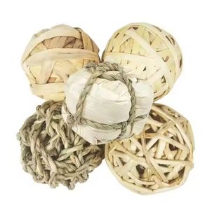 Rumput alami bola Dedalu mainan kunyah untuk hewan kecil kelinci lucu kelinci Guinea Pig perawatan gigi permainan anjing - Product Image 6