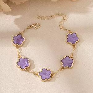<span class=keywords><strong>Braccialetti</strong></span> da Donna INS Lucky Clover, Gioielli con Cinque Fiori su Entrambi i Lati, Regalo, Bracciale Placcato Oro per Donne - Product Image 6