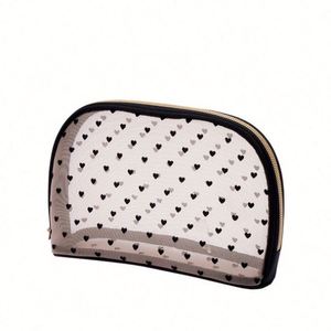 Mesh Makeup Zipper Toiletry Set Print Bags 3D Heart-Shaped Storage Pouch Nylon Purse Bag for <b>Travel</b> Promotion <b>Gift</b> - Product Image 3