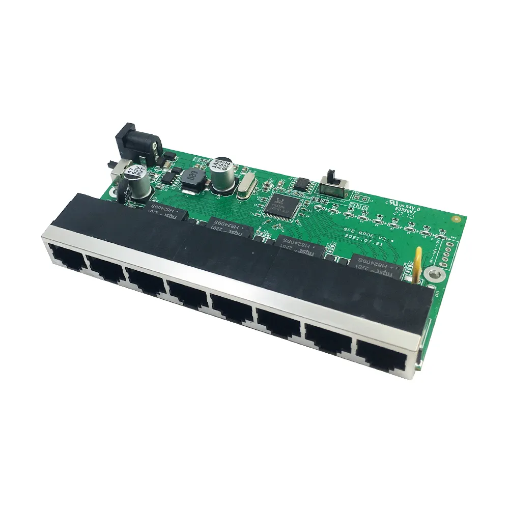 Saklar PoE terbalik Ethernet cepat 100Mbps, reverso 8-port 24V port VLAN switch